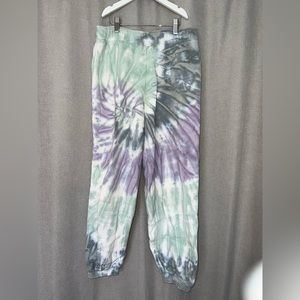 Aritzia TNA Green & Purple Tie Dye Sweatpants w Pockets